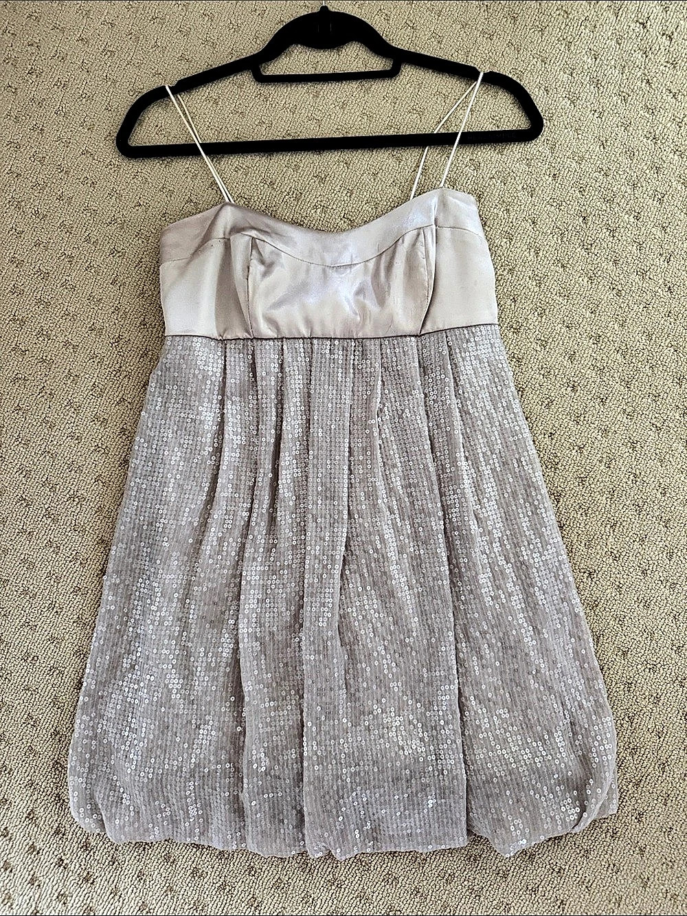 Charlotte Russe Sequin Mini Dress in Beige & Silver Size Small